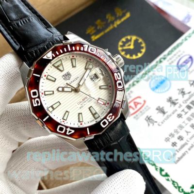 Replica Tag Heuer Aquaracer Calibre 5 Red Bezel Watches 43mm